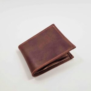 Pila Luxuria Atlas Leather Wallet shown closed in brown leather.