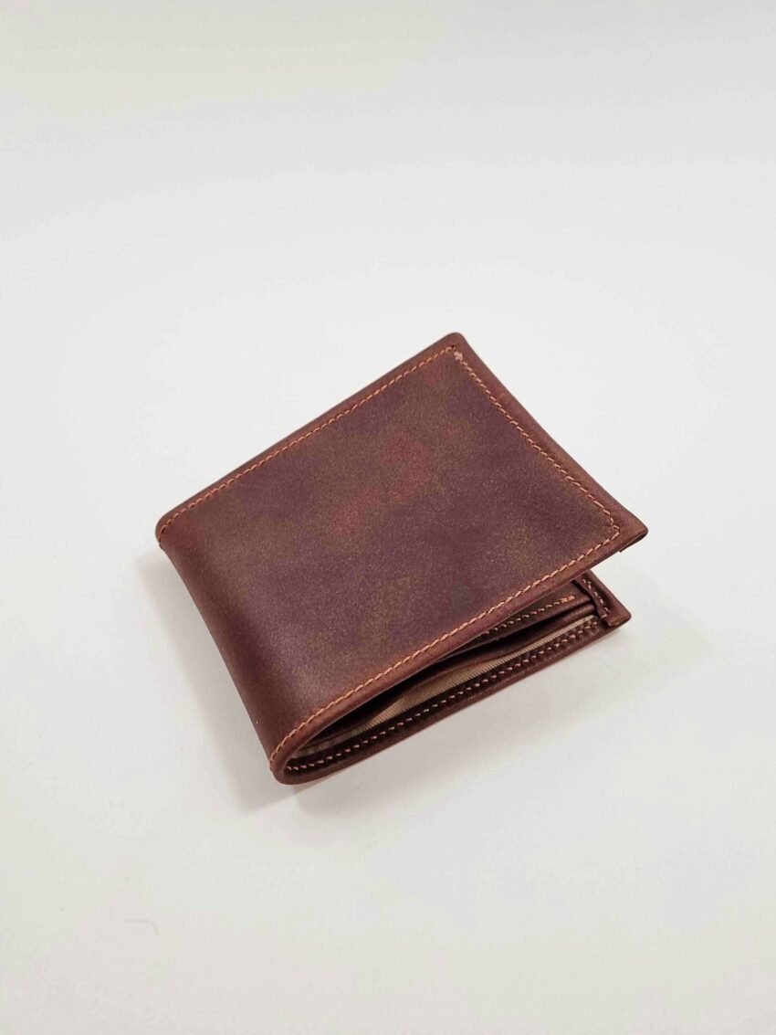 Pila Luxuria Atlas Leather Wallet shown closed in brown leather.