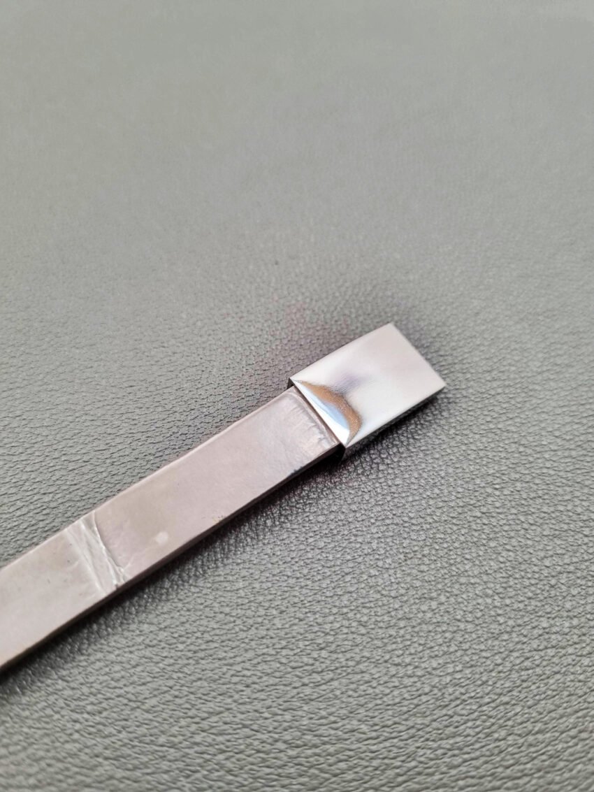 Luxury grey crocodile leather bracelet with silver magnet clasp.