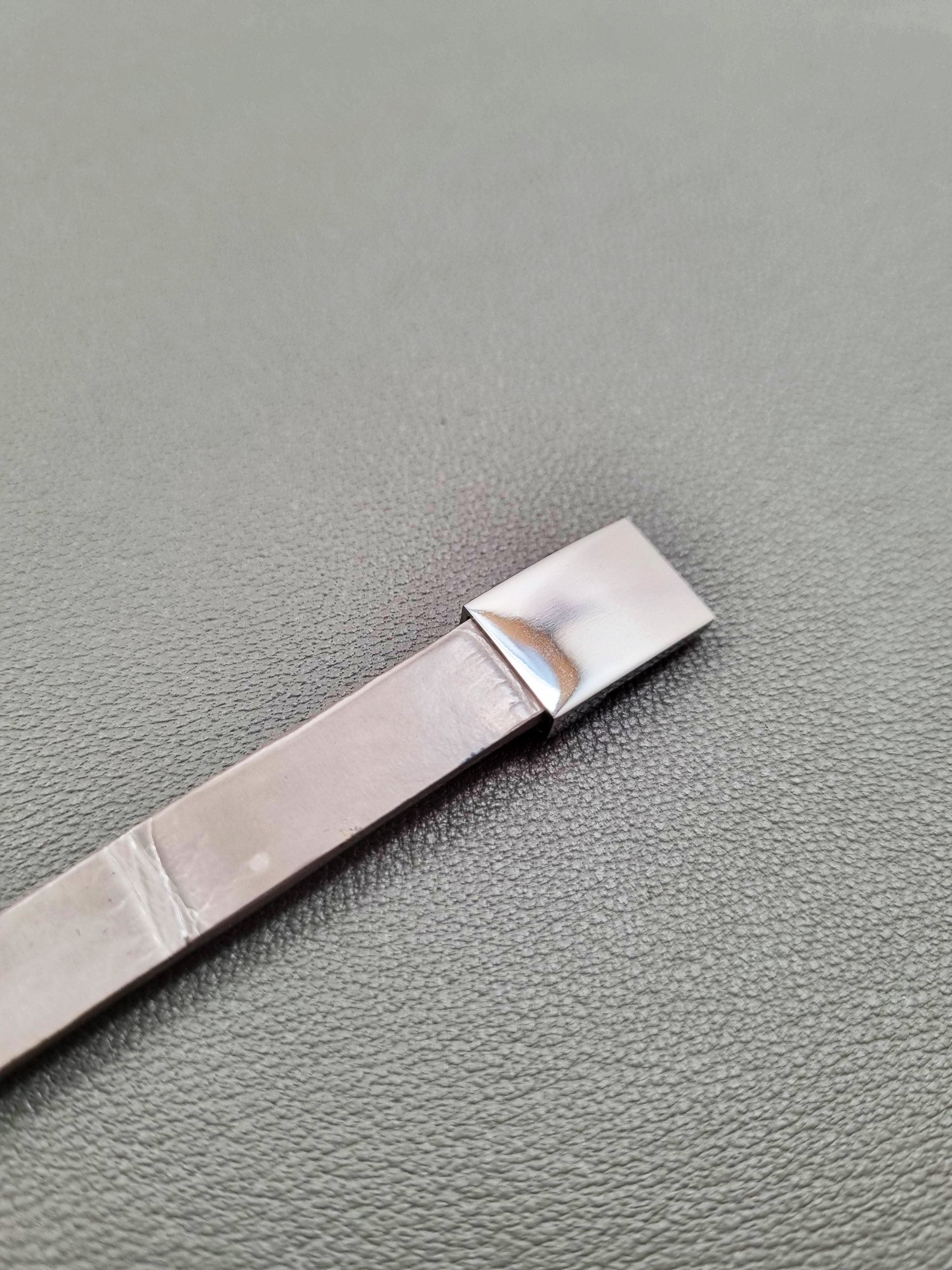 Luxury grey crocodile leather bracelet with silver magnet clasp.