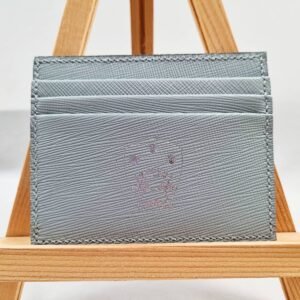 Grey saffiano calfskin wallet with Pila Luxuria logo