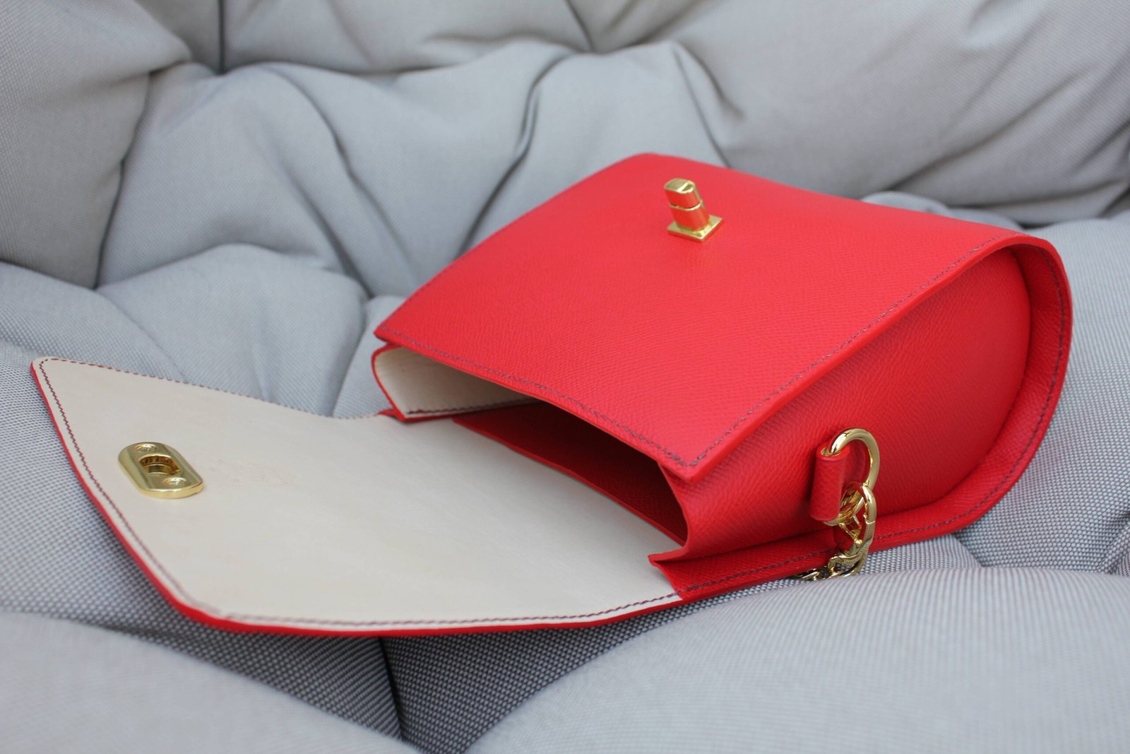 Rouge Epsom Leather Chestnut Purse by Pila Luxuria in Alberta Canada