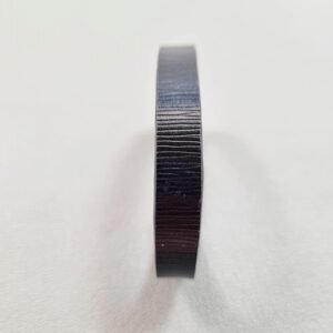 Front view of a luxury black epi leather bracelet with a magnetic clasp, made by Pila Luxuria in Canada.