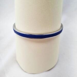 Luxury blue epsom clasp bracelet, made by Pila Luxuria in Canada.
