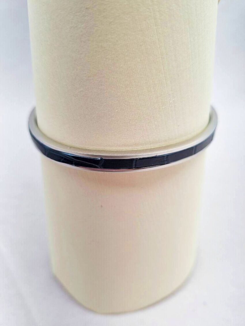 Luxury denim blue crocodile clasp bracelet, made by Pila Luxuria in Canada.