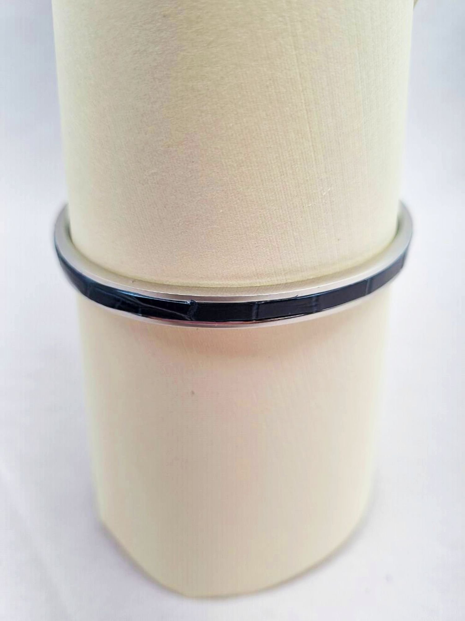 Luxury denim blue crocodile clasp bracelet, made by Pila Luxuria in Canada.