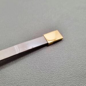 Luxury grey crocodile leather bracelet with gold magnet clasp.