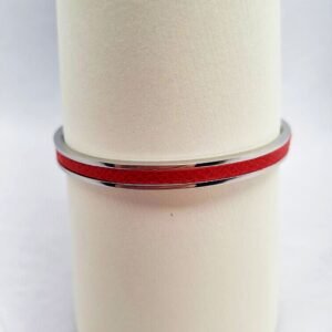 Luxury red epsom clasp bracelet, made by Pila Luxuria in Canada.