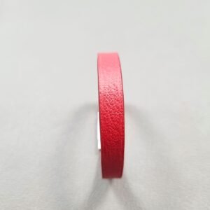 Front view of a luxury red goatskin leather bracelet with a magnetic clasp, made by Pila Luxuria in Canada.