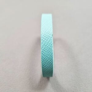 Front view of a luxury tiffany saffiano leather bracelet with a magnetic clasp, made by Pila Luxuria in Canada.