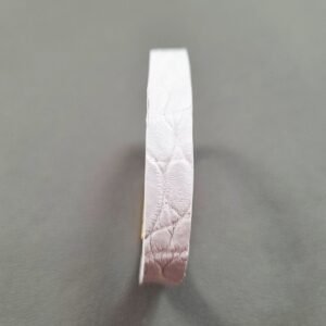 Forward view of a luxury white crocodile leather bracelet with a magnetic clasp, made by Pila Luxuria in Canada.