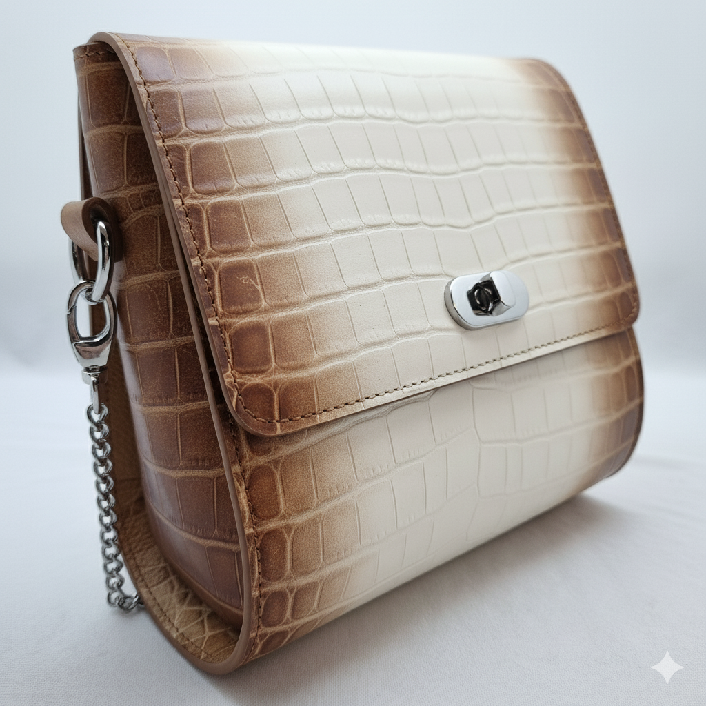 Concept render for the Pila Luxuria Himalayan Crocodile Chestnut Purse