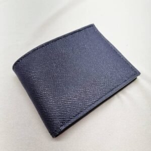 Pila Luxuria Asset Leather Wallet in blue epsom laying flat.
